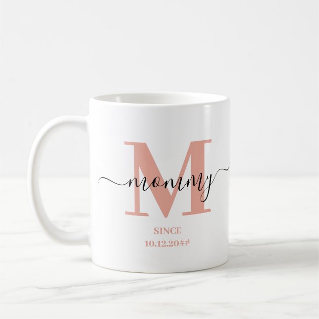 Mommy Elegant Script Monogram Kaffeetasse (Links)
