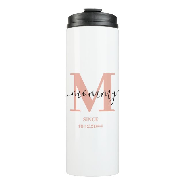 Mommy Elegant Script Monogram Thermosbecher (Vorderseite)