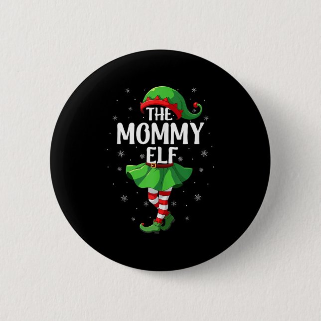 Mommy Elf Christmas Girls Women Elf Squad Xmas Fam Button (Vorderseite)