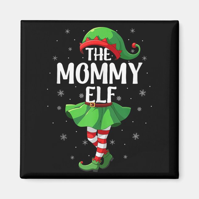 Mommy Elf Christmas Girls Women Elf Squad Xmas Fam Magnet (Vorne)