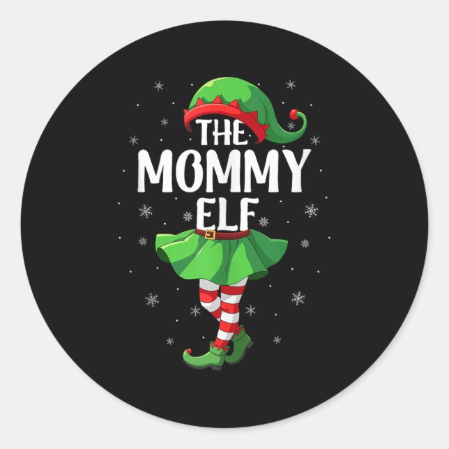 Mommy Elf Christmas Girls Women Elf Squad Xmas Fam Runder Aufkleber (Vorderseite)