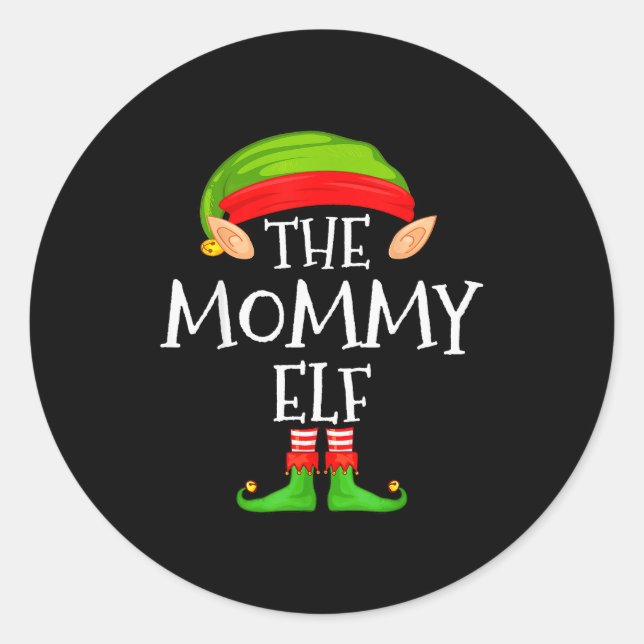 Mommy Elf Family Christmas Mommy Elf Sweater Match Runder Aufkleber (Vorderseite)