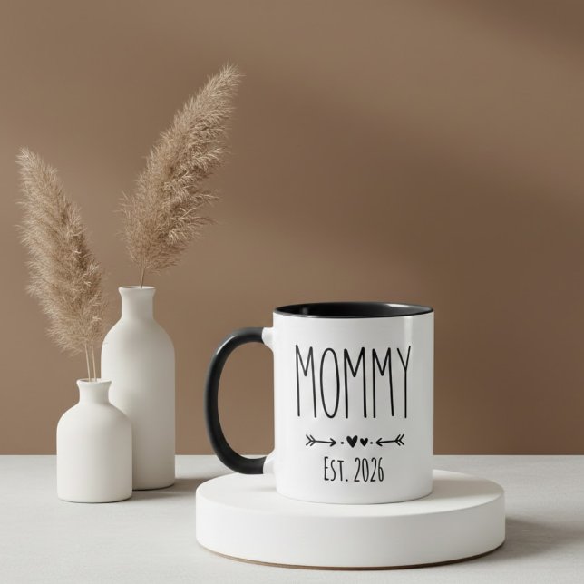 Mommy Est 2026 Pregnancy Minimalist Personalized  Tasse (Von Creator hochgeladen)