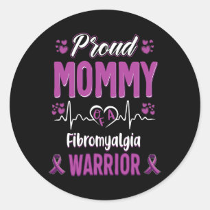 Mommy Fibromyalgia Kriegererkennungsband Lila Runder Aufkleber