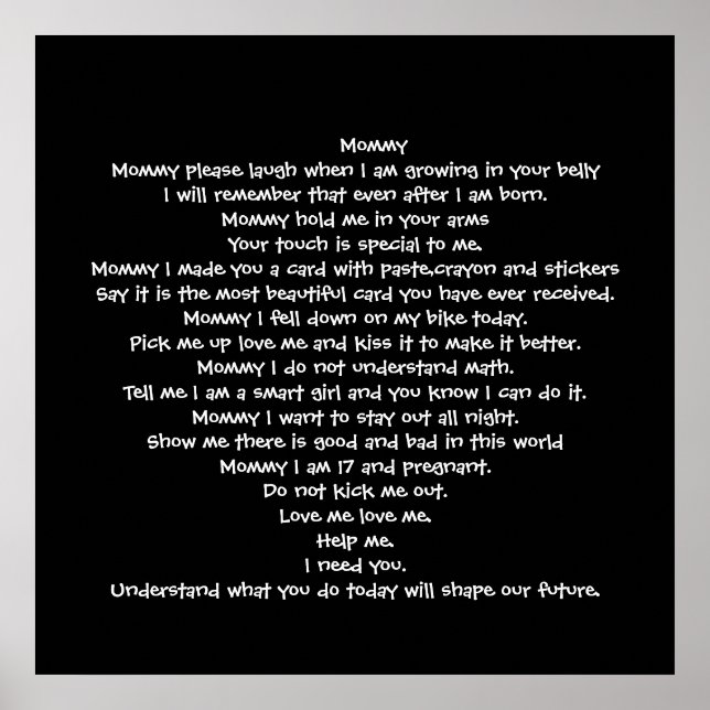 Mommy Gedicht Poster (Vorne)