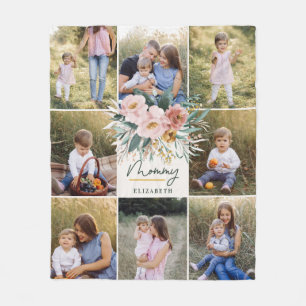 Mommy Geschenk 8 Foto Rosa Girl Aquarell Blütenfar Fleecedecke