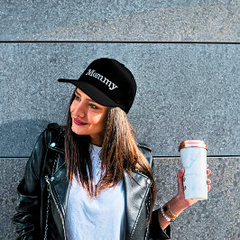 Mommy gestörte schwarze bestickte Baseballkappe