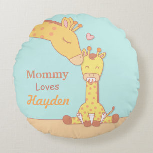 Mommy Giraffe und Baby Calf Kinderzimmer Zimmerdek Rundes Kissen