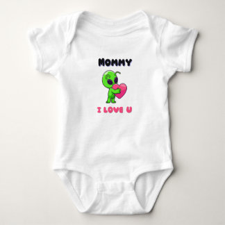 "Mommy I Love U" Cute Baby Alien Heart Baby Strampler