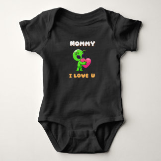 "Mommy I Love U" Cute Baby Alien Heart Strampler