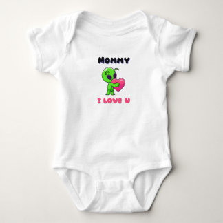 "Mommy I Love U" Cute Baby Alien Heart Strampler