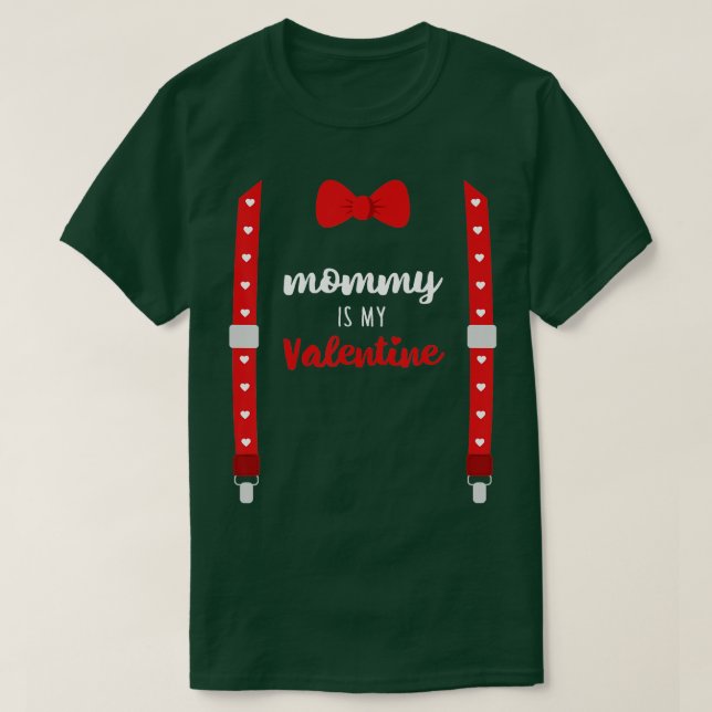 Mommy ist meine Valentine Herz Mama Suspenders Bow T-Shirt (Design vorne)