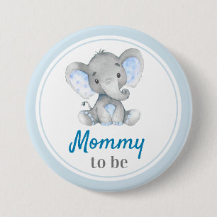 Mommy Junge Mutter Baby Boy Dusche Elephant Blue Button