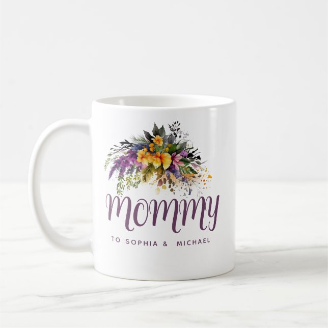 Mommy Kids nennt Blumenmuttertag Kaffeetasse (Links)
