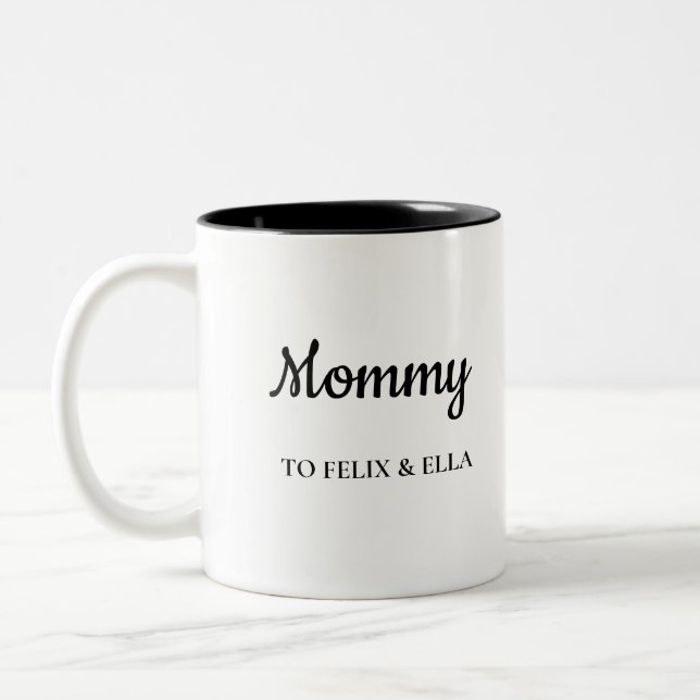 Mommy | Kindernamen der Neuen Mutter Zweifarbige Tasse (Links)