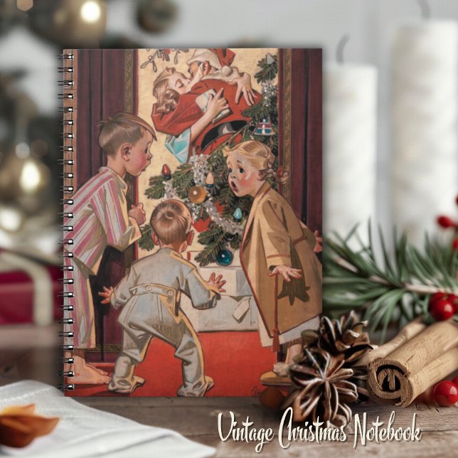 Mommy Kissing Santa Claus Vintag Illustration Notizblock (Mommy Kissing Santa Claus Vintage Illustration Notebook)