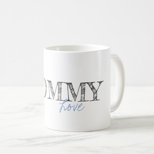Mommy Liebe Baby Blue Modern Typografy Sweet Kaffeetasse (VorderseiteRechts)