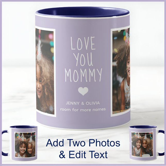 Mommy Liebe Sie 2 Fotos Modernes Lilac Mauve C123 Tasse (Von Creator hochgeladen)
