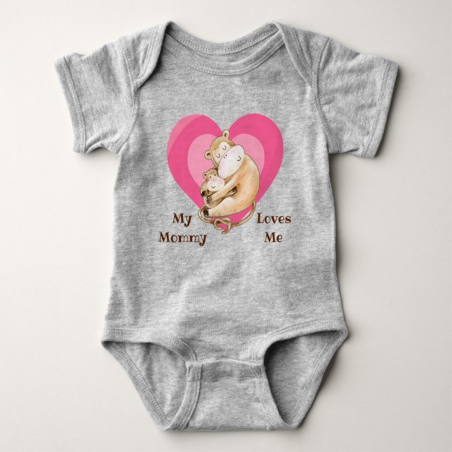 Mommy Lieben Me Monkey Baby Bodysuit Baby Strampler (Vorderseite)