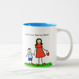 Mommy & Me - Brünette kleine Jungen, individuelle  Zweifarbige Tasse