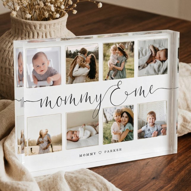 Mommy & Me Elegantes Skript | Foto Grid Collage (Mommy & Me Elegant Script | Photo Grid Collage Block)