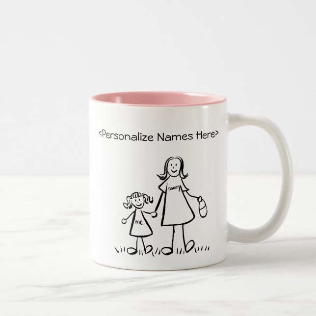 Mommy & Me - Mother & Little Girl Custom Gift Tass Zweifarbige Tasse (Rechts)