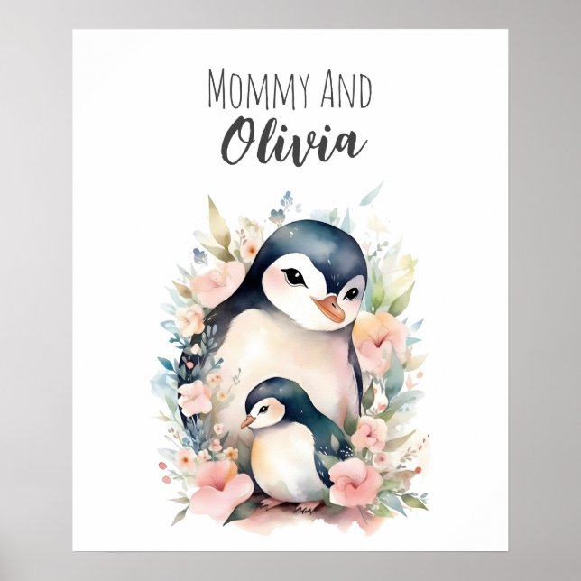Mommy & me | Pinguin | Art des Kinderzimmers Poster (Vorne)