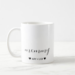 Mommy Modern Chic Script Kids Names Mothers Day Kaffeetasse