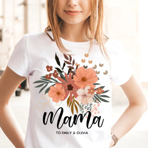 Mommy Moderne Mama Kinder benennen Blumenretro T-Shirt