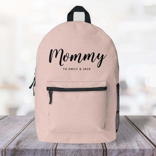 Mommy | Moderne Mama Kinder benennen Rosa Bedruckter Rucksack (Von Creator hochgeladen)