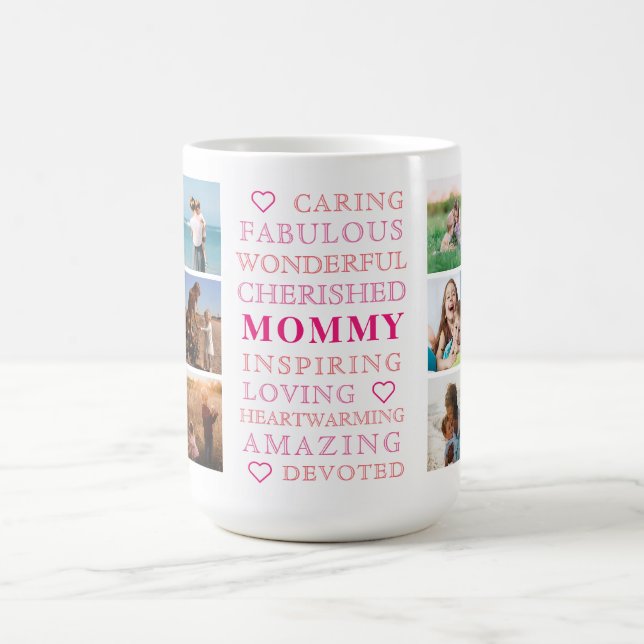 Mommy ModernTypografy Family Foto Collage Kaffeetasse (Mittel)