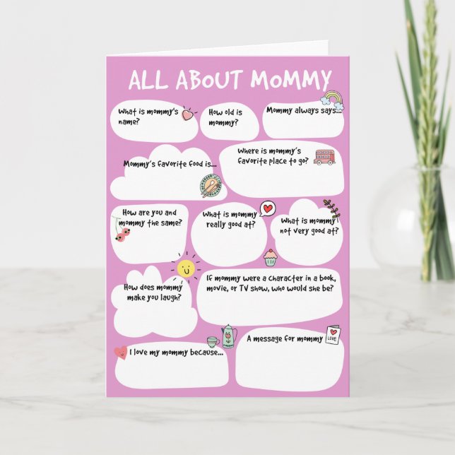 MOMMY Mother Day Questionnaire Card, Fi Einladung (Vorderseite)