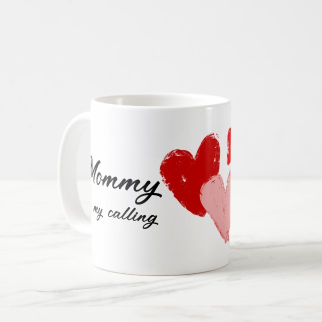 Mommy Mütter Day Funny Zitat Rosa Herzen Kaffeetasse (Vorderseite Links)