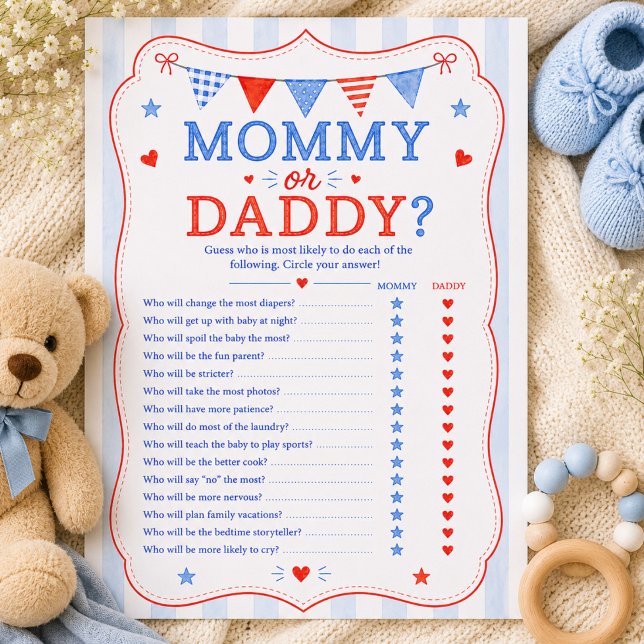 Mommy oder Daddy Baby Shower Spiel Einladung (Von Creator hochgeladen)