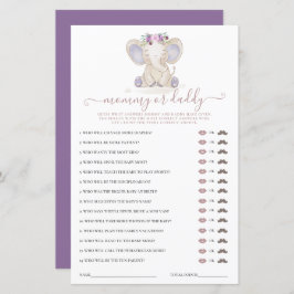 Mommy oder Daddy Elephant Girl Baby Shower Game