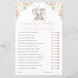 Mommy oder Daddy Elephant Girl Baby Shower Game