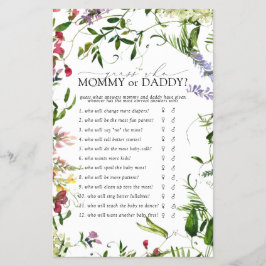 Mommy oder Daddy Game Summer Wildblume Dusche Flyer