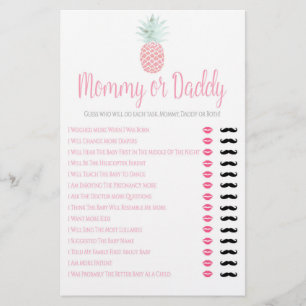 Mommy oder Daddy Pineaple Summer Baby Shower Game Flyer