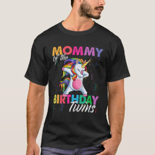 Mommy of Birthday Twins Boy Girl Dabbing Unicorn T-Shirt