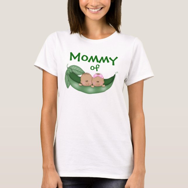 Mommy of Mixed Twins (dunklere Haut) T-Shirt (Vorderseite)