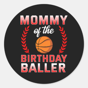Mommy of the Birthday Boy Bysketbyll Bday Celebrat Runder Aufkleber