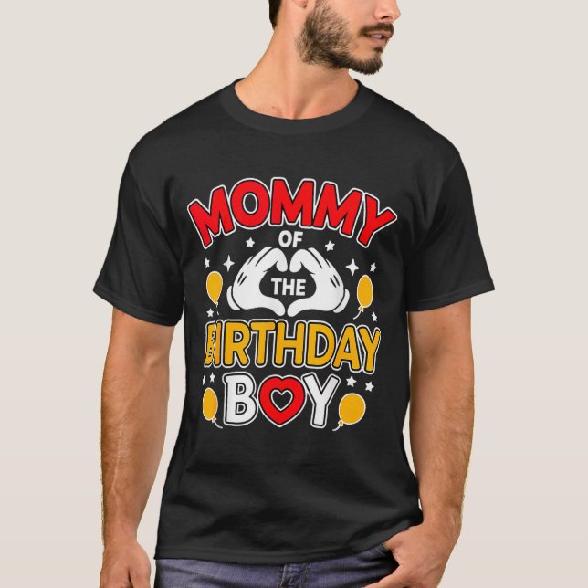 Mommy Of The Birthday Boy Family Party Birthday  T-Shirt (Vorderseite)