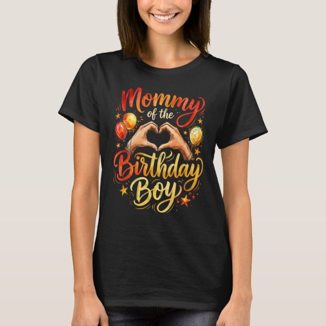 Mommy of the Birthday Boy Heart Hands Party Shirt (Vorderseite)