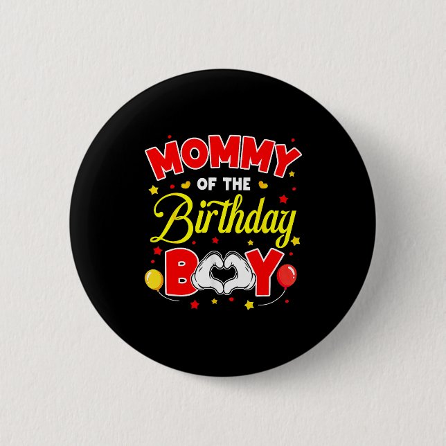 Mommy Of The Birthday Boy Matching Mom Son Family  Button (Vorderseite)