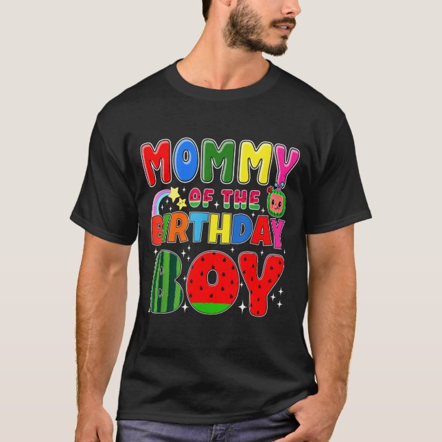 Mommy Of The Birthday Boy Melon Family Matching Fu T-Shirt (Vorderseite)