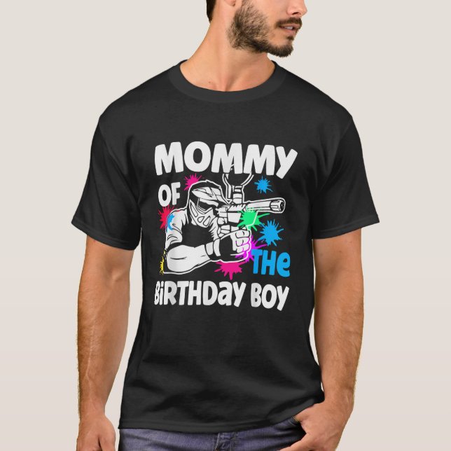 Mommy of the Birthday Boy Paintball Sport Family M T-Shirt (Vorderseite)