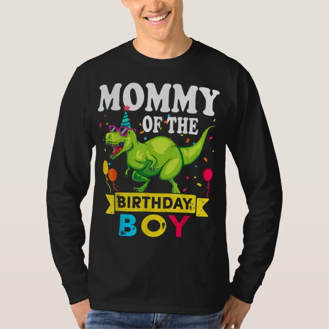 Mommy of the Birthday Boy T-Rex RAWR Dinosaurier B T-Shirt (Vorderseite)
