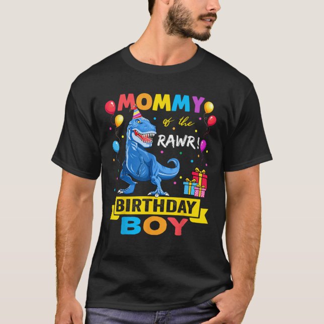 Mommy of the Birthday Boy T Shirt Dinosaur Raptor (Vorderseite)