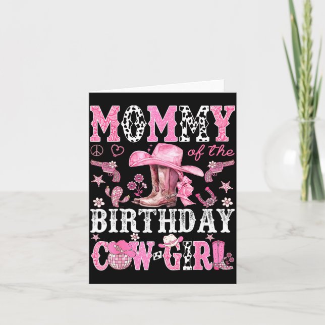 Mommy Of The Birthday Cow-girl Nk Disco Rodeo West Karte (Vorderseite)