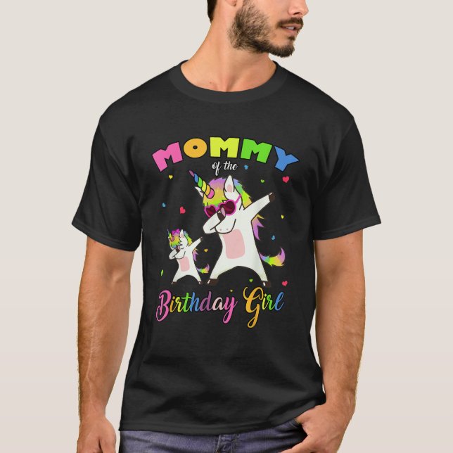 Mommy of the Birthday Girl Dabbing Unicorn Princes T-Shirt (Vorderseite)